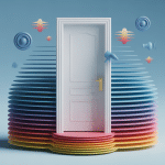 Illustration isolant phonique pour porte avec couches et ondes atténuées