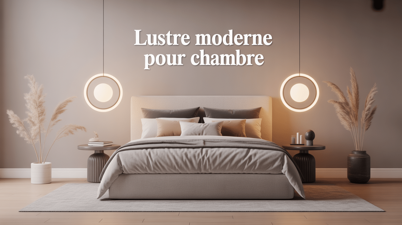 Illustration d’un lustre moderne pour chambre au‑dessus du lit