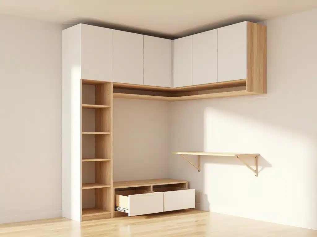 meuble pour studio avec rangements muraux et sous lit