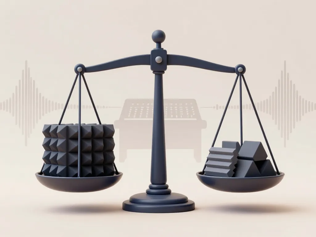 mousse acoustique studio avec équilibre traitement basses et diffusion