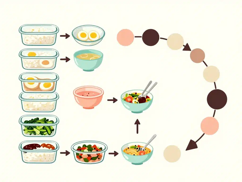 Diagramme d’organisation pour japonais maison: meal prep hebdo