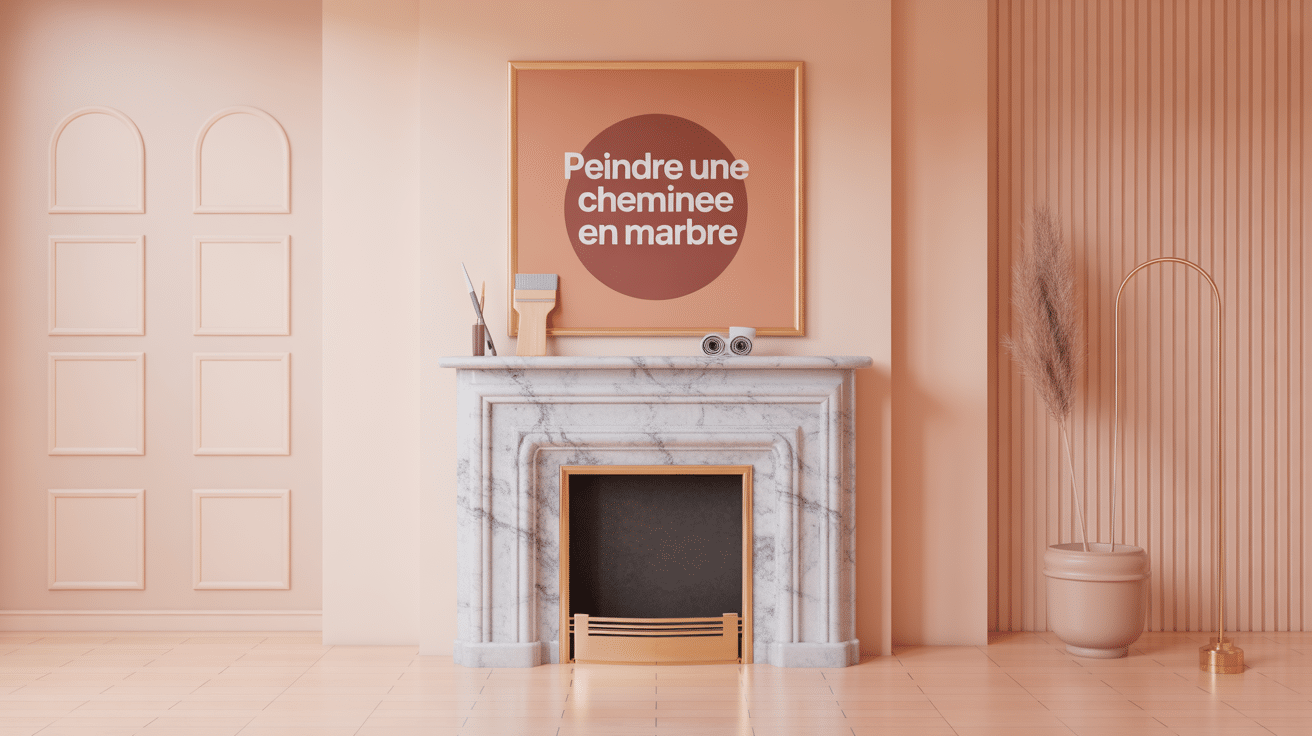 peinture sur marbre cheminée moitié peinte, moitié brute