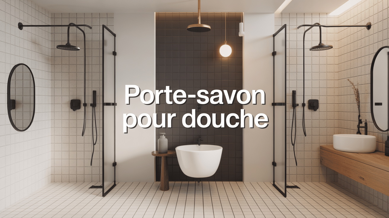 Illustration porte-savon pour douche, modèles et matériaux