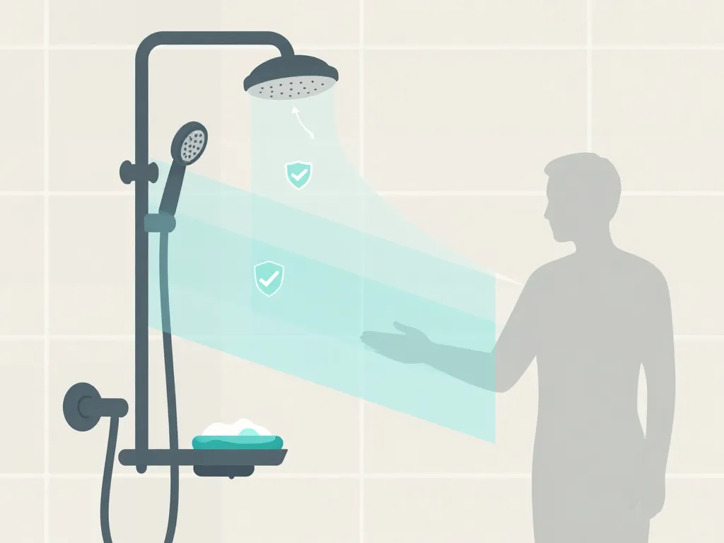 Schéma d’installation sûre d’un porte-savon pour douche