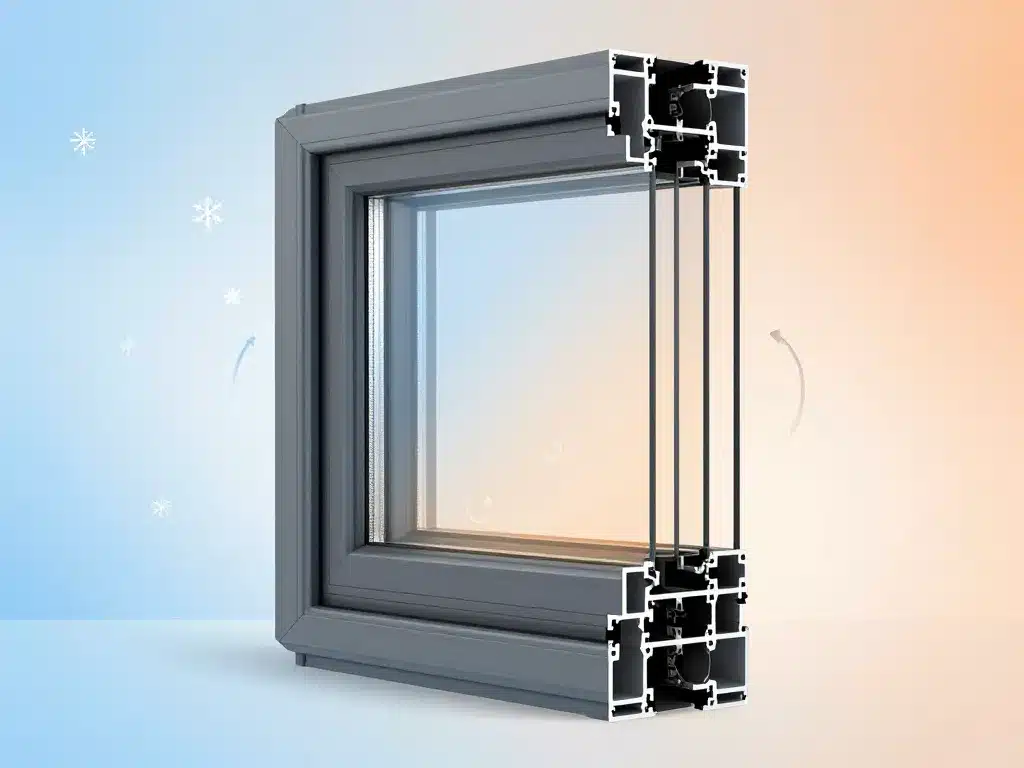 Schéma ProVia coupe fenêtre triple vitrage isolation