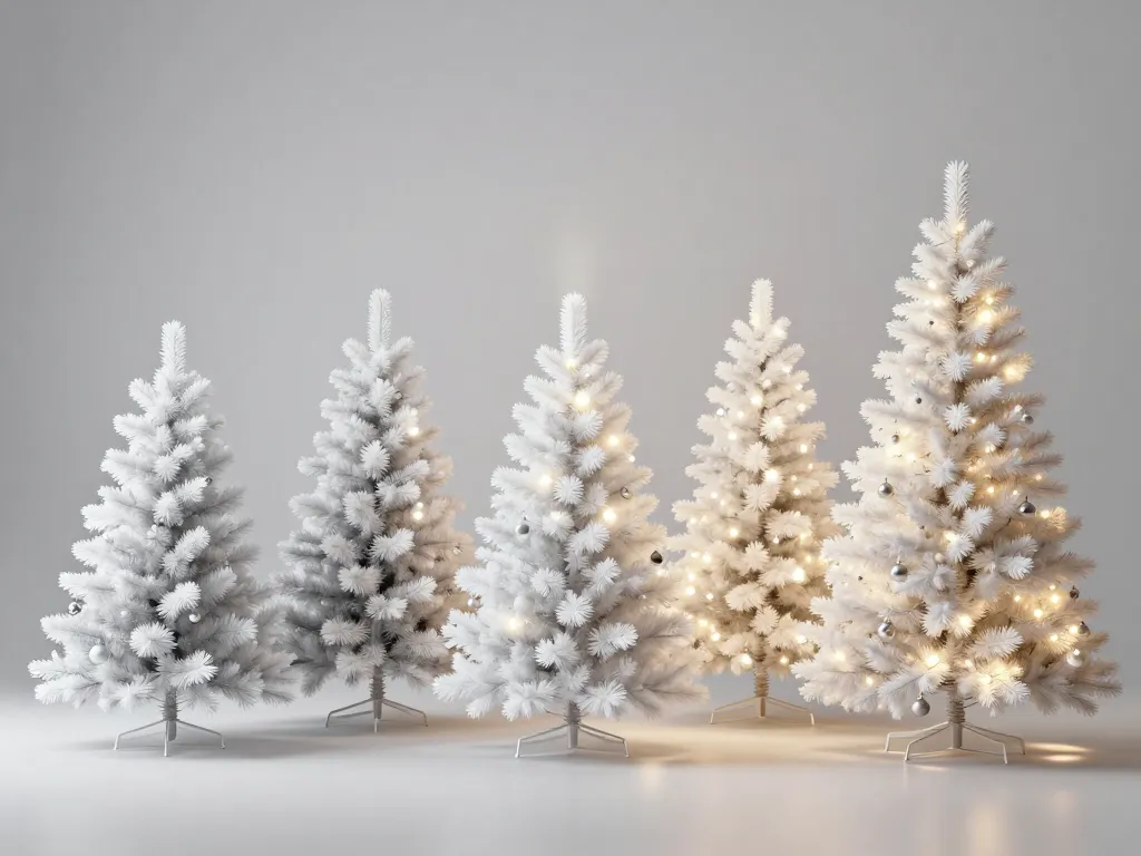 Sapin de noel blanc comparatif visuel des modèles et tailles