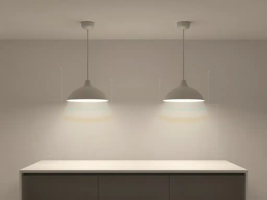 Schéma de suspension cuisine originale, hauteur et répartition de lumière