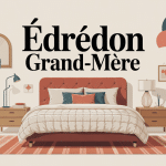 Illustration chambre avec édredon grand-mère