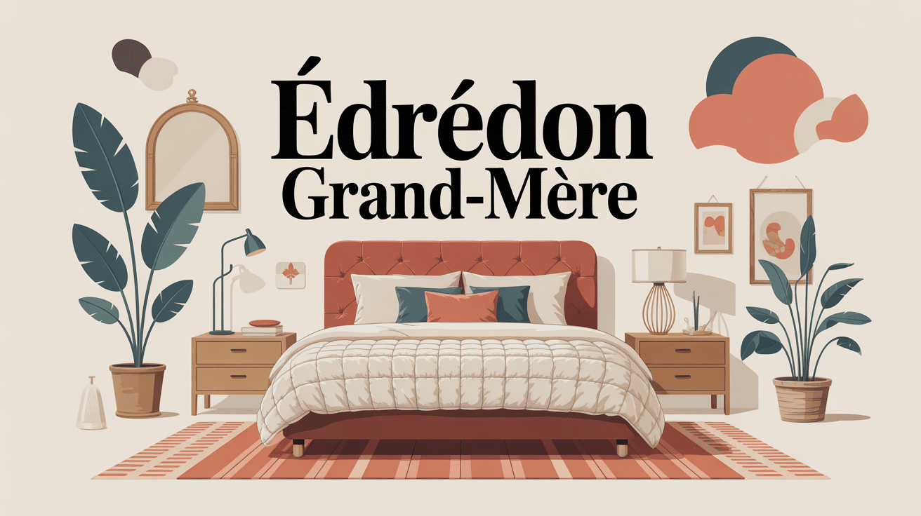 Illustration chambre avec édredon grand-mère