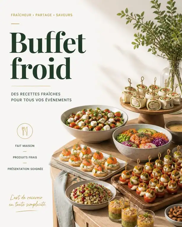 Buffet froid varié et coloré pour un repas entre amis