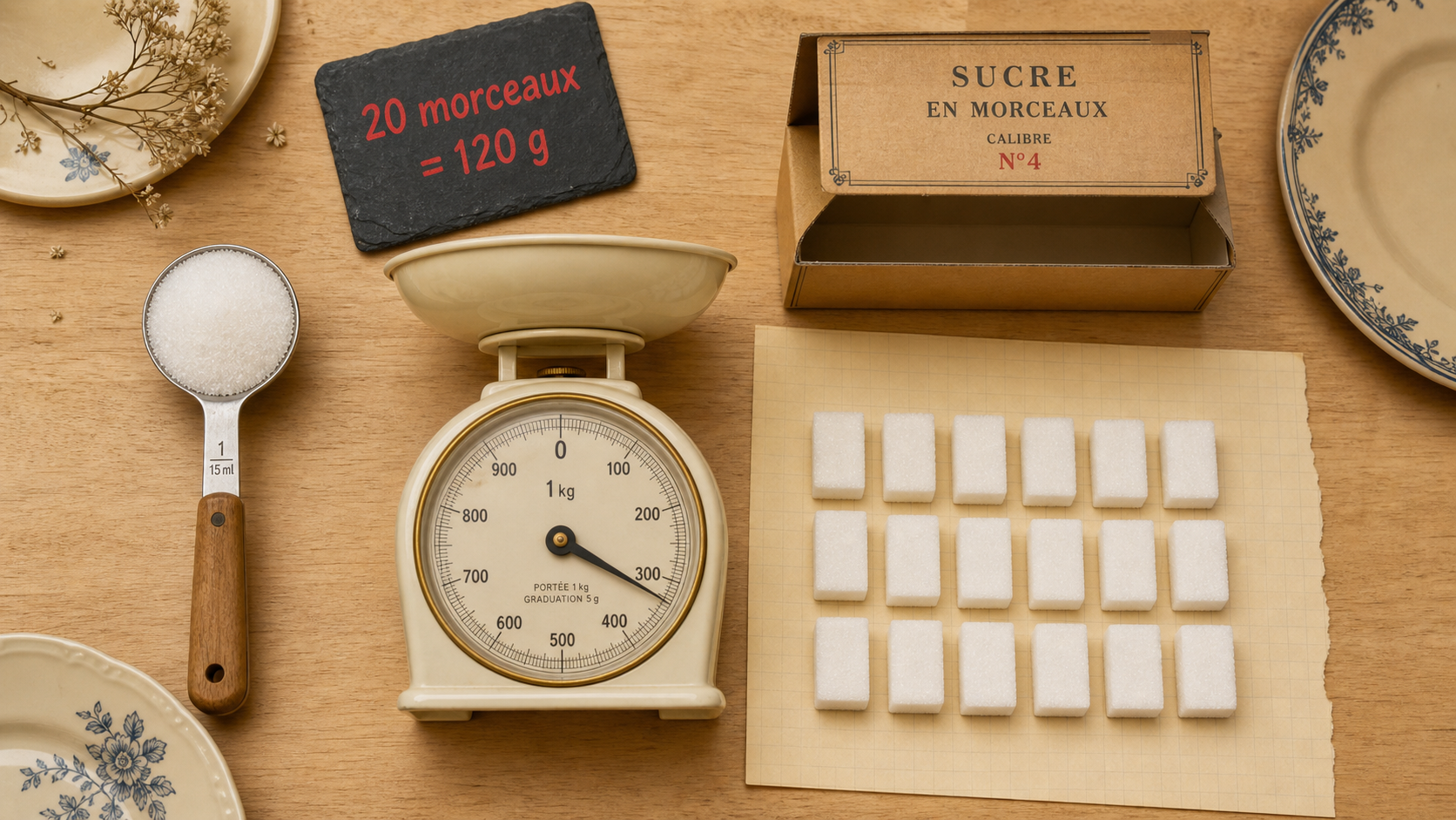 20 morceaux de sucre en gramme : poids exact en g