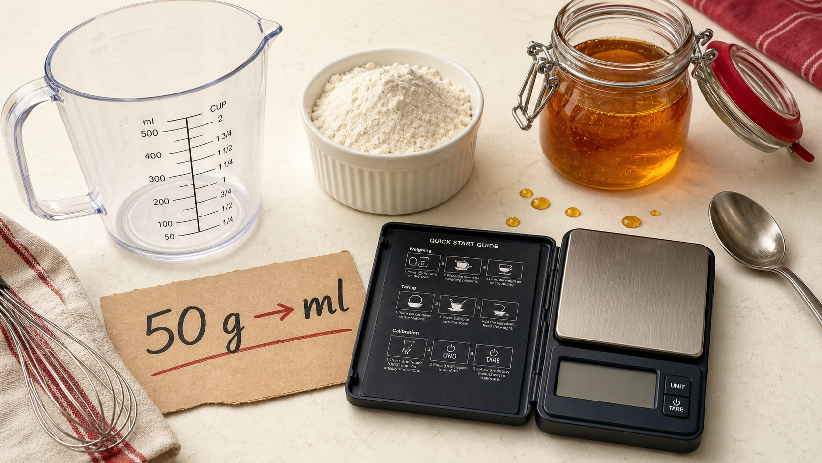 50 g en ml : conversion pour vos recettes