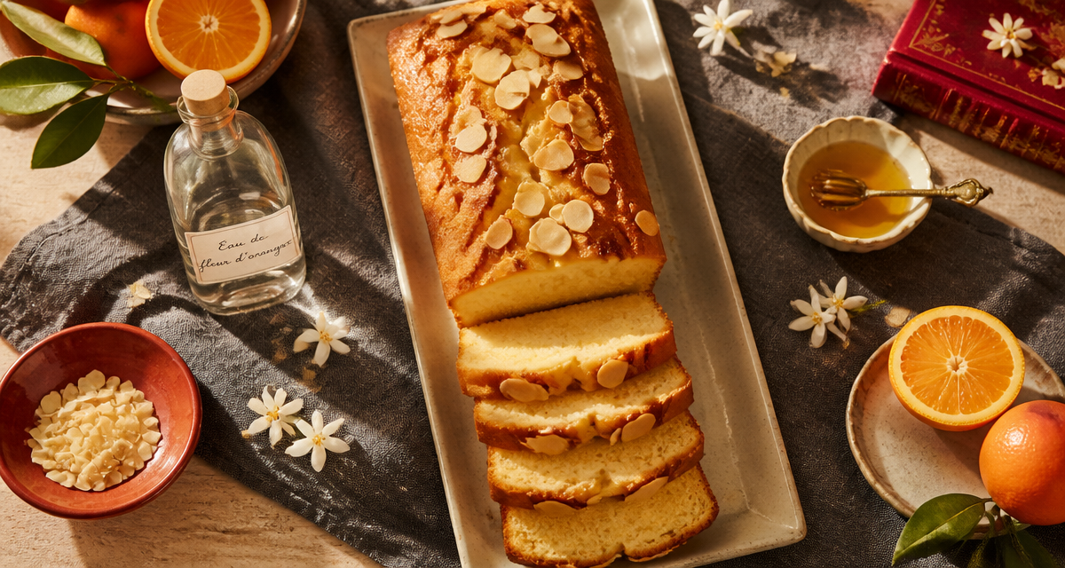 cake à la fleur d'oranger cuisine, amandes et oranges
