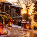 decoration noel exterieur jardin enneige lumineux