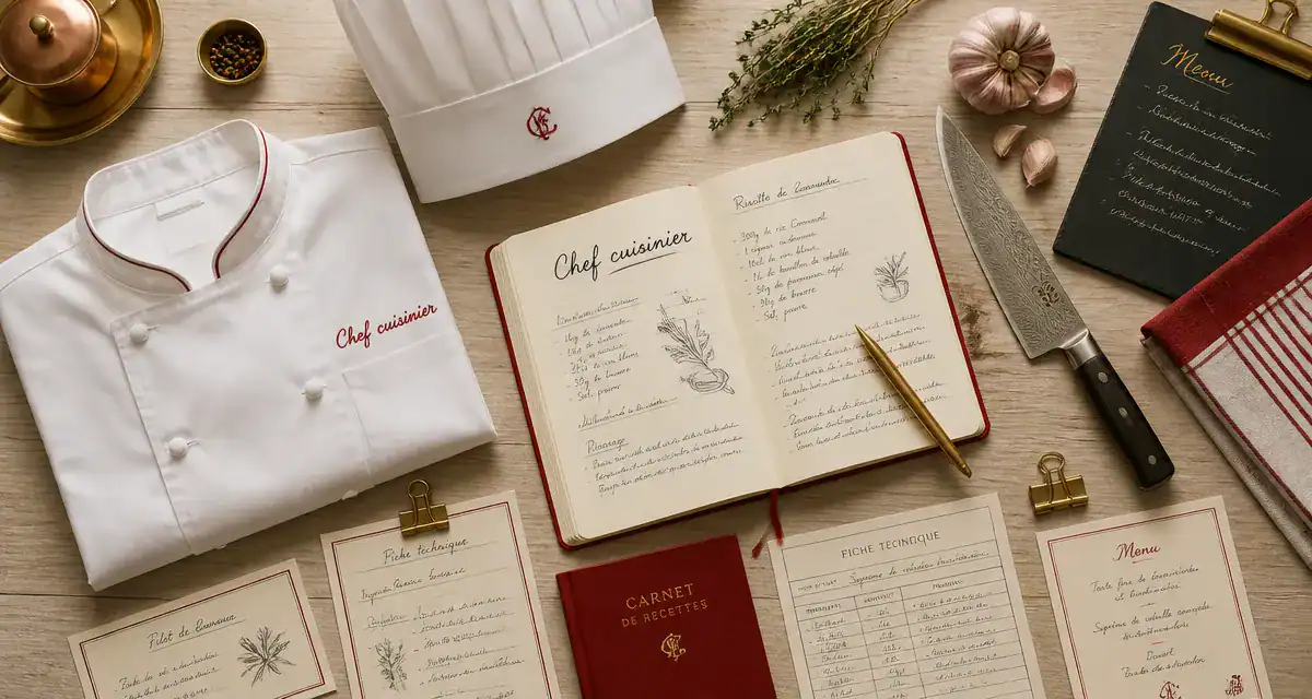 devenir chef cuisinier veste toque carnet couteau