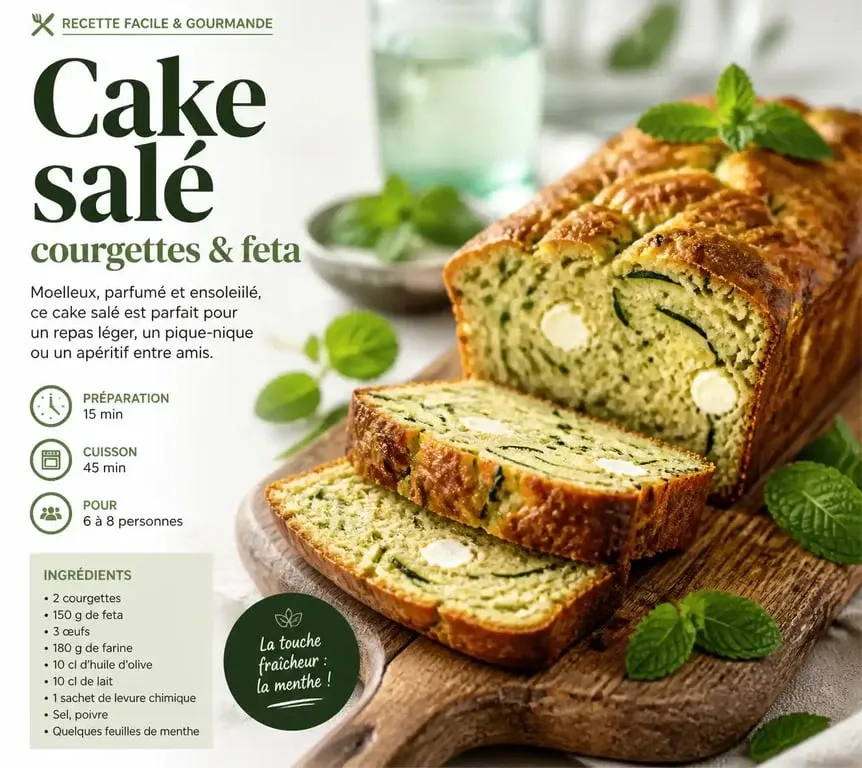Cake salé aux courgettes et feta, idée de plat pour la fête des voisins