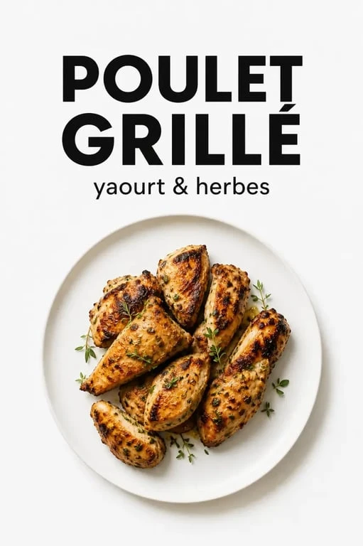 Poulet mariné au yaourt et citron pour une viande tendre et juteuse, prêt à être dégusté.