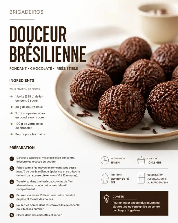 Brigadeiro au chocolat, dessert traditionnel brésilien prêt à être dégusté