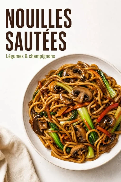 Plat de nouilles sautées avec une alternative maison à la sauce huître