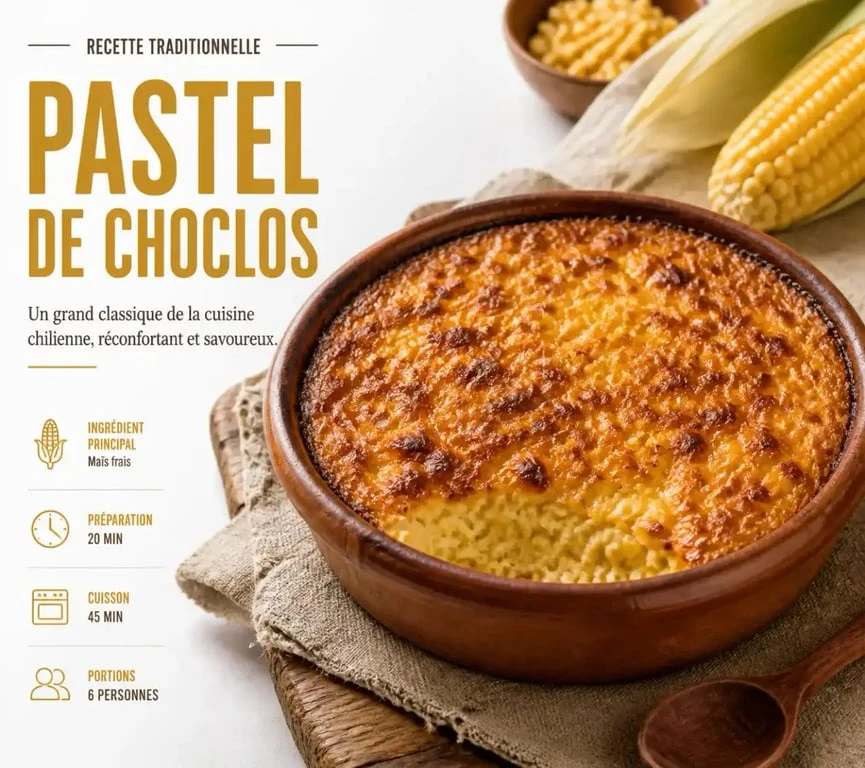 Pastel de choclos traditionnel chilien servi dans un plat en terre cuite