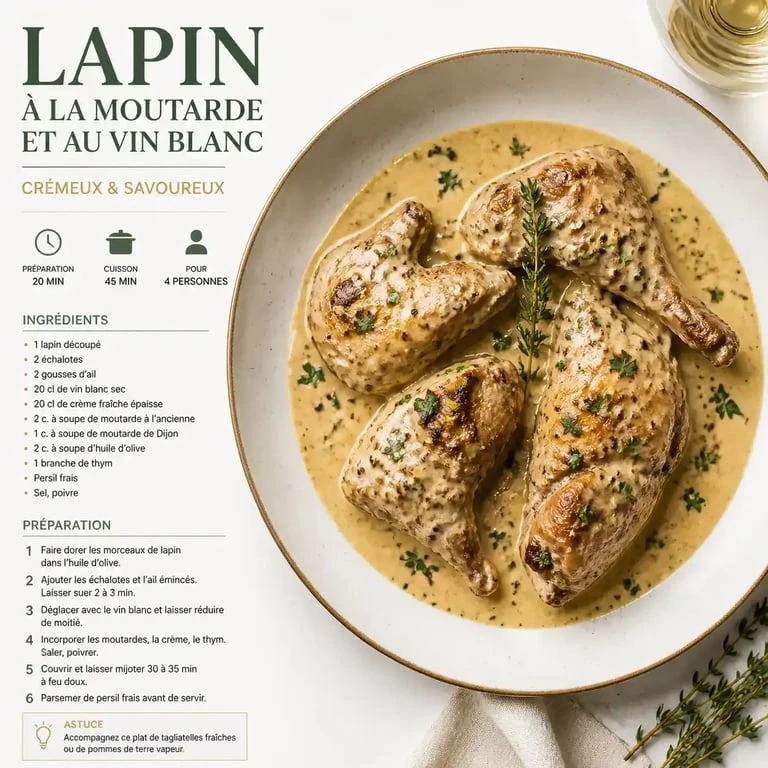 Meilleure recette de lapin au Cookeo à la moutarde et au vin blanc