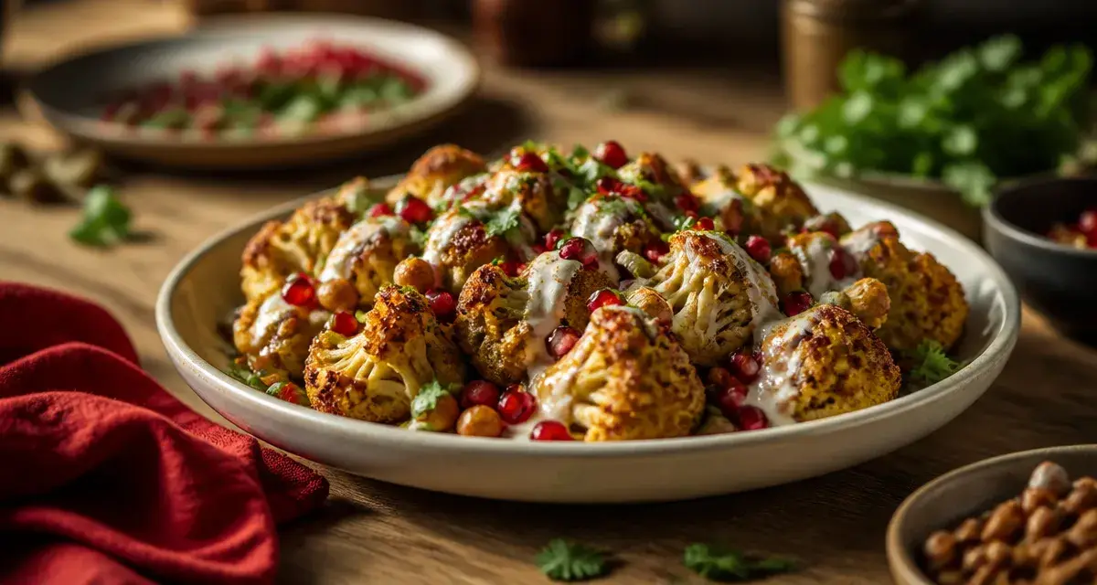 Quel accompagnement avec du choux-fleur : chou-fleur rôti à l’orientale et pois chiches