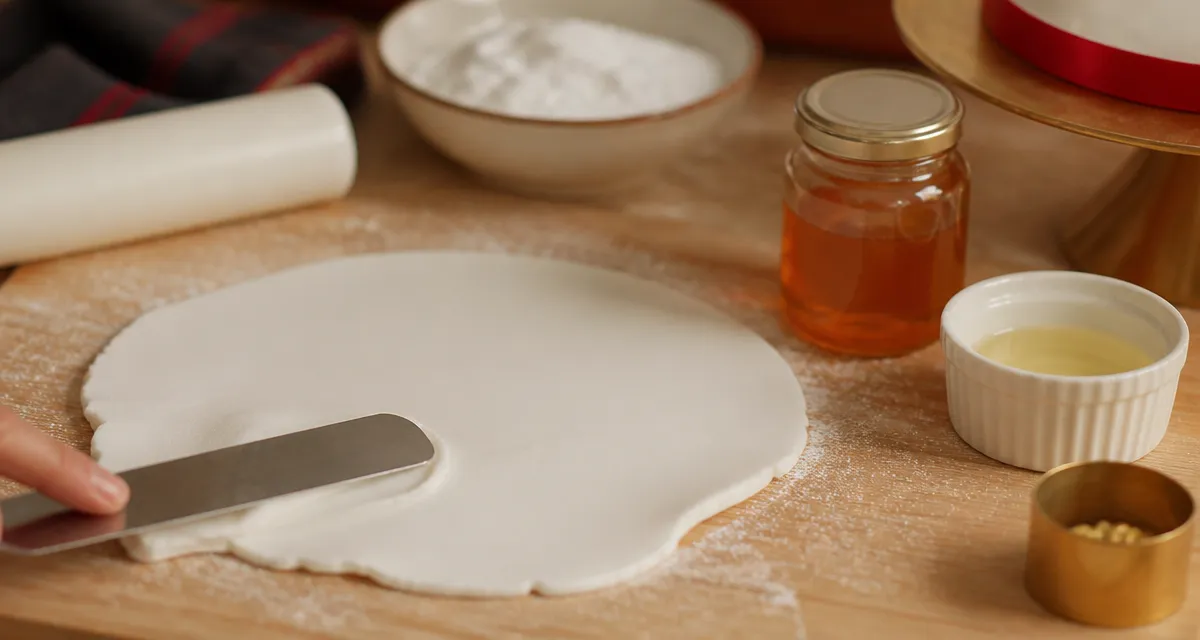 Recette pâte à sucre sans glucose maison, boule blanche étalée