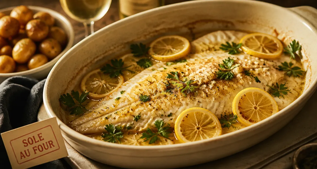 Sole au four au four, chair fondante, beurre citronné et citron