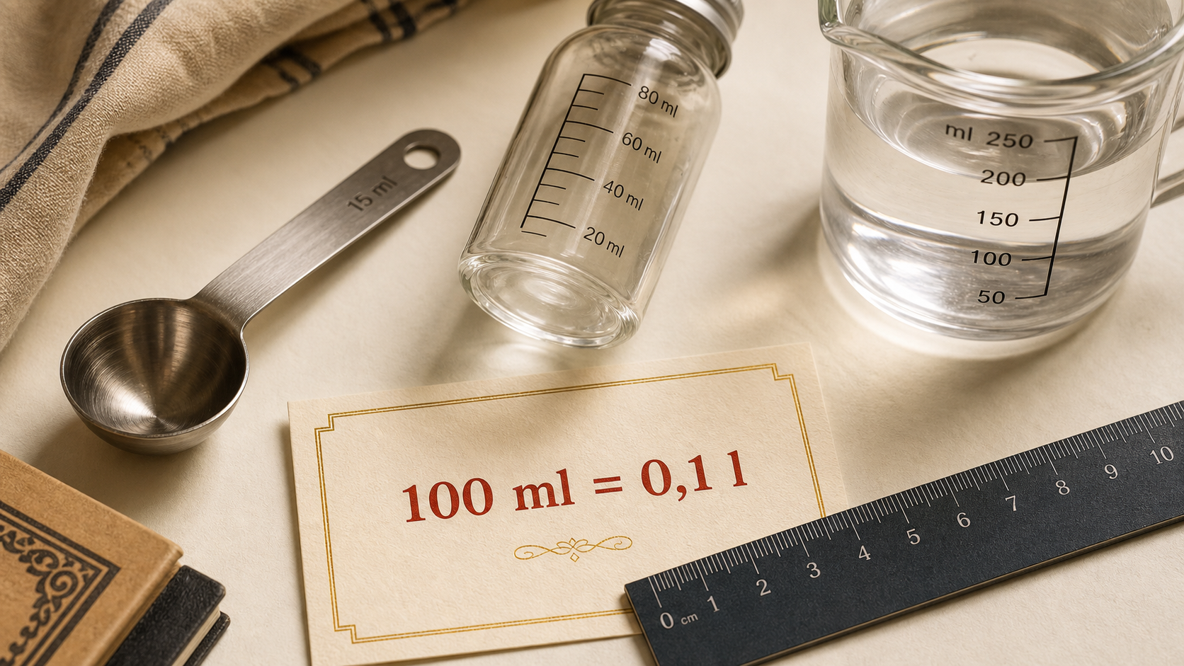 100 ml en litre : 0,1 l, méthode simple