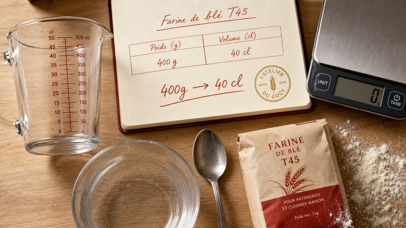 400g en cl : verre doseur et règle de conversion selon l’ingrédient