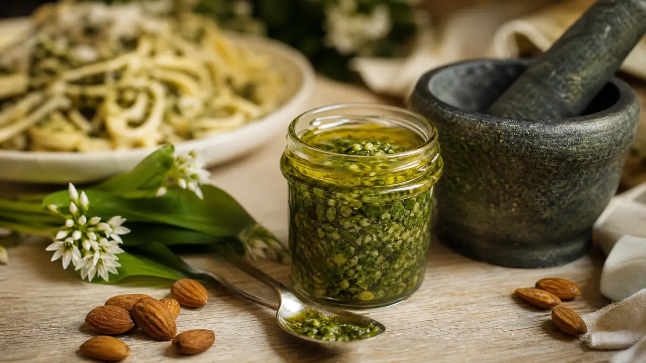 Ail des ours en cuisine : pesto maison en pot