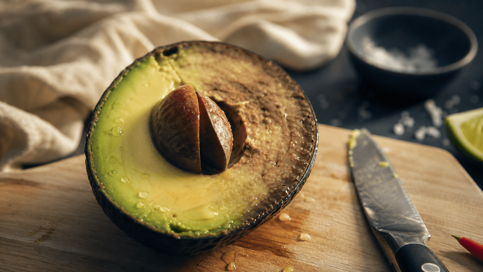 Avocat noirci comestible : surface brune, chair oxydée