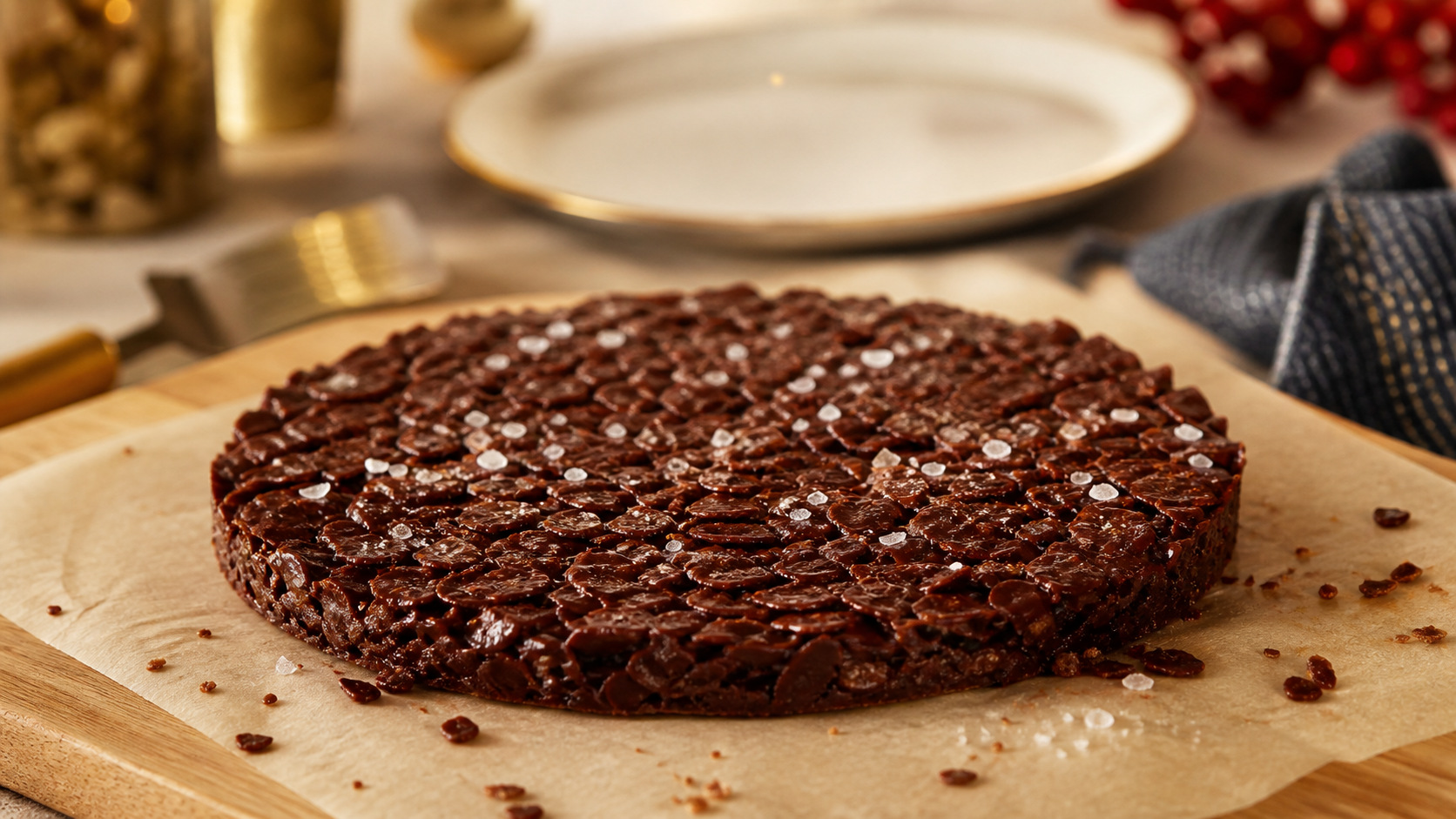 Croustillant crêpe dentelle sans praliné au chocolat noir, texture croustillante