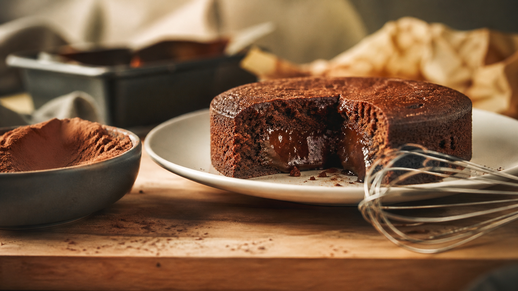 Gateau cacao moelleux, cœur fondant