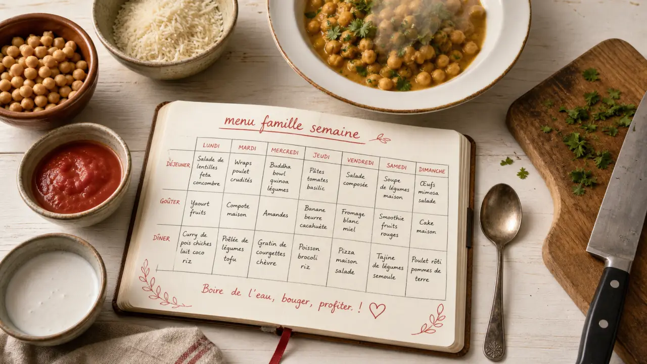 Menu famille semaine : 7 dîners simples et liste de courses