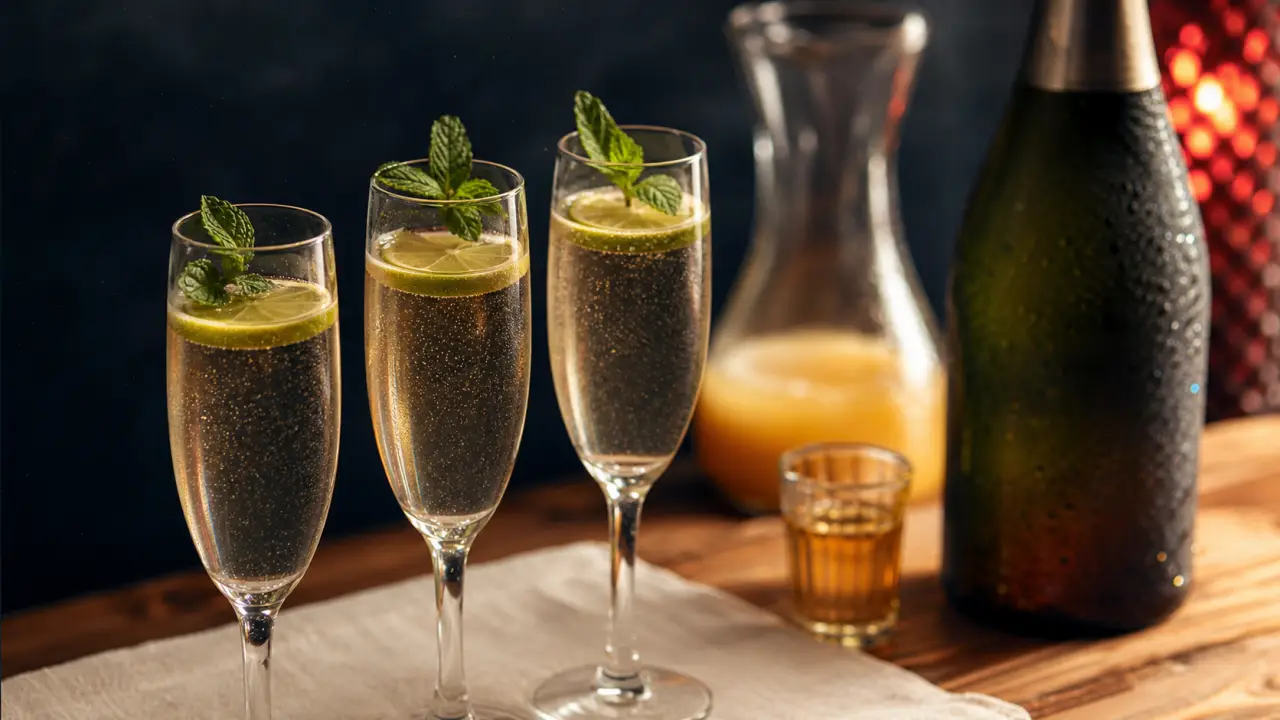 Soupe champenoise recette au champagne très frais en flûtes