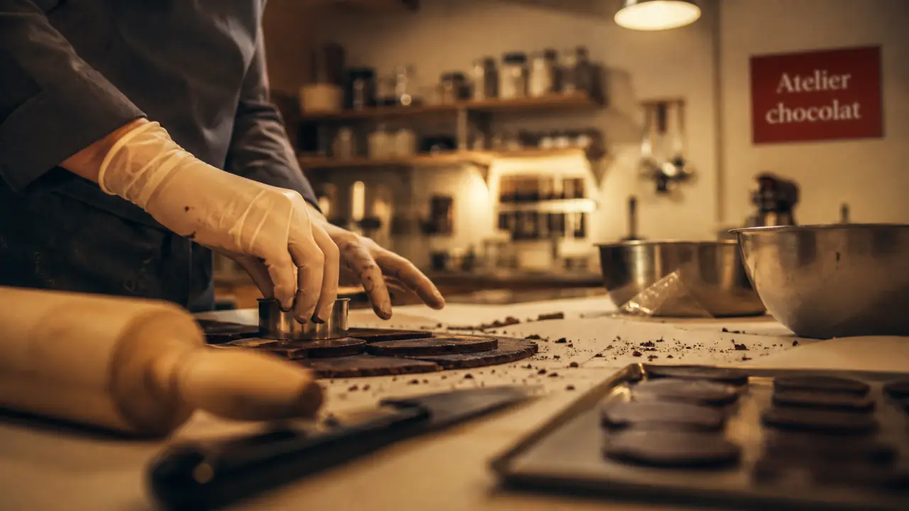 Atelier cuisine rouen : table prête avec ustensiles et pâtisserie