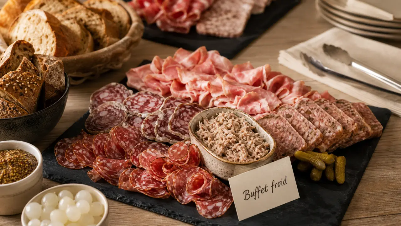Buffet froid charcuterie : plateaux de charcuterie et pain