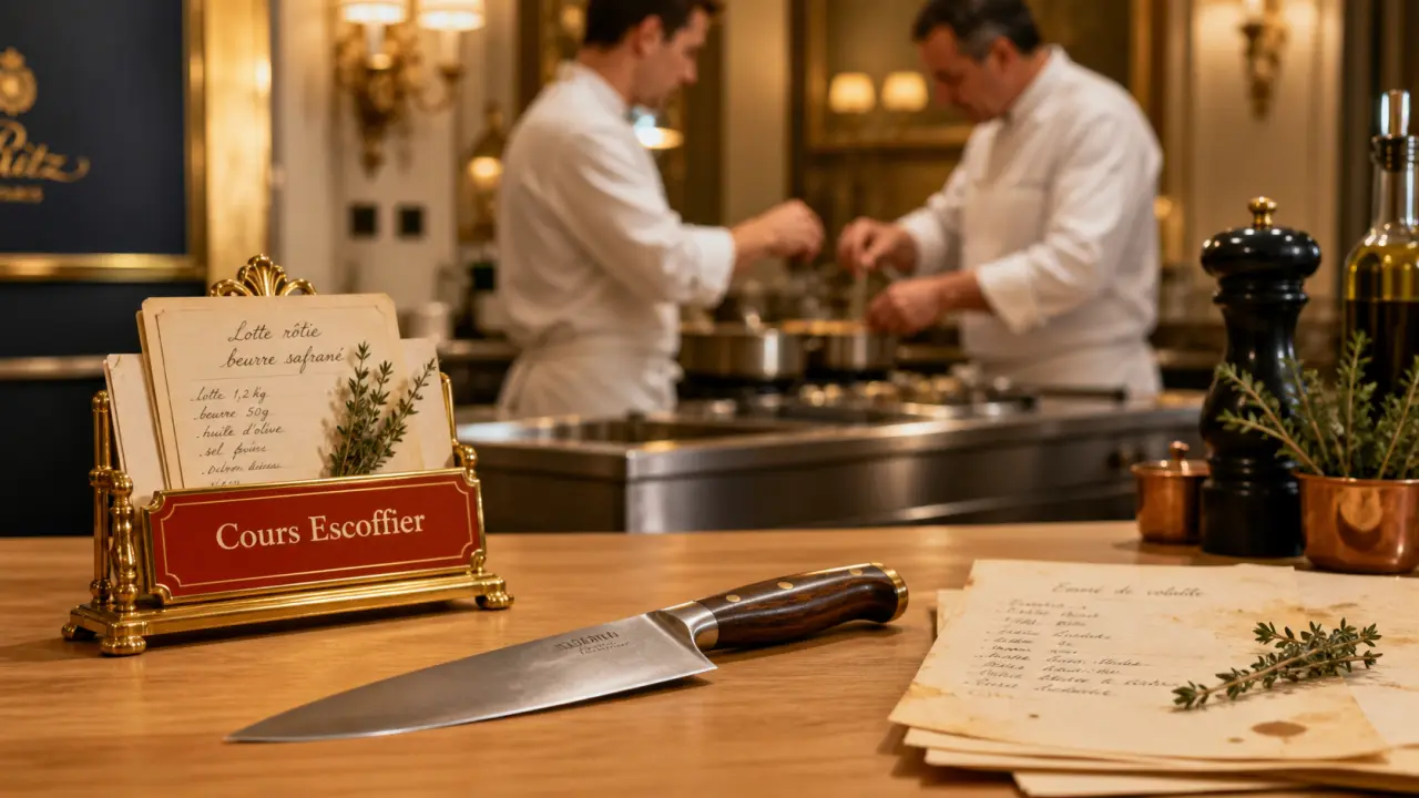 Cours de cuisine au Ritz : atelier Escoffier, chef et participants