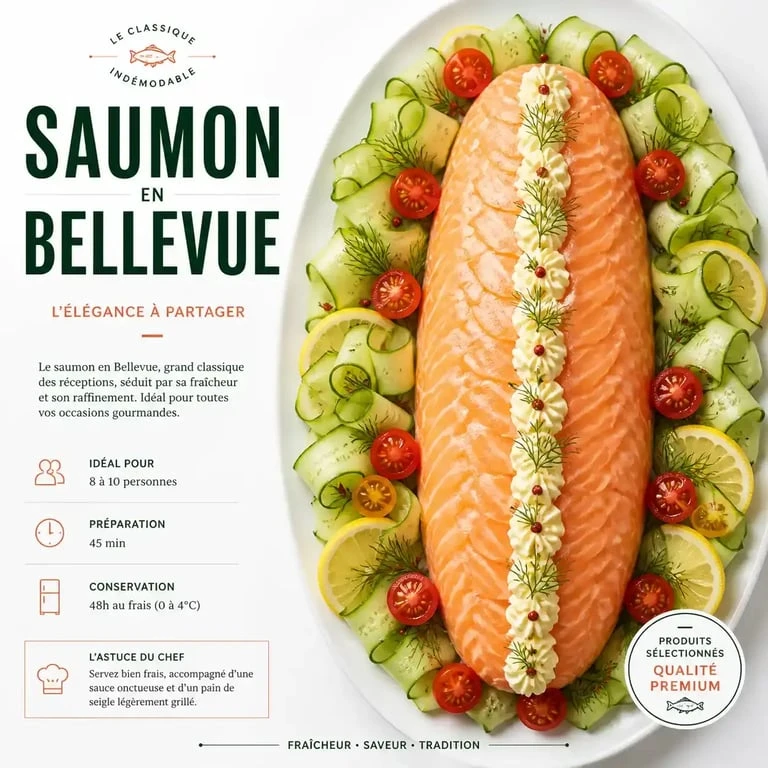 Dressage d'un buffet froid avec saumon en Bellevue