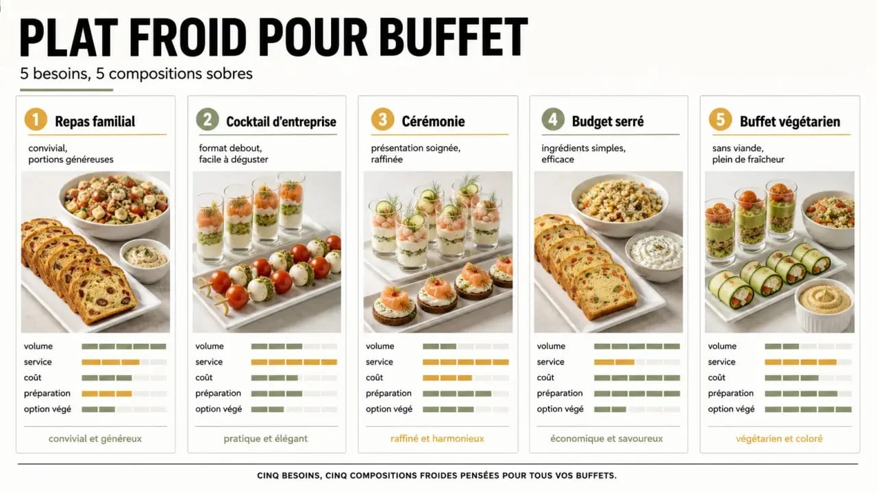 Plat froid pour buffet : tableau des idées selon le type d’événement