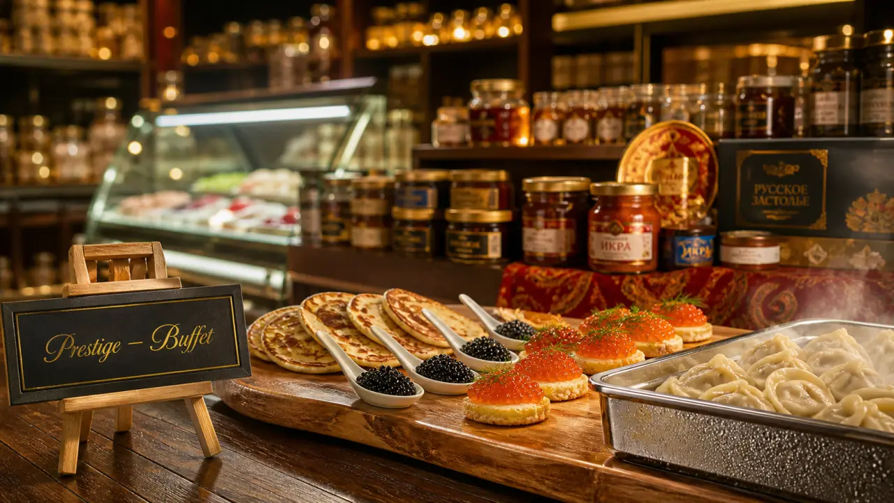 Epicerie et traiteur Prestige Paris XV : buffet russe, blinis et caviar