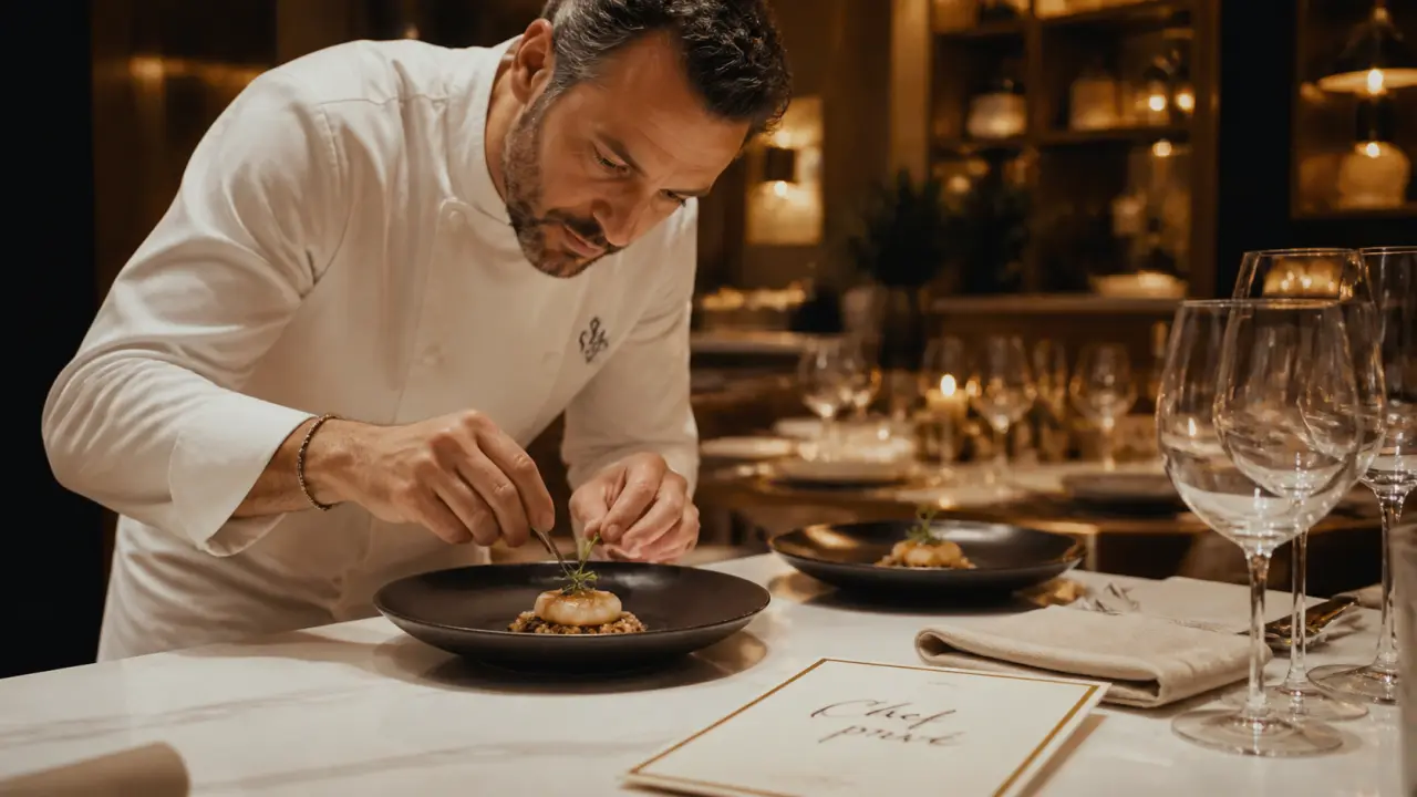 Maxime Launo chef privé à domicile, dressage d’assiettes en cuisine haut de gamme