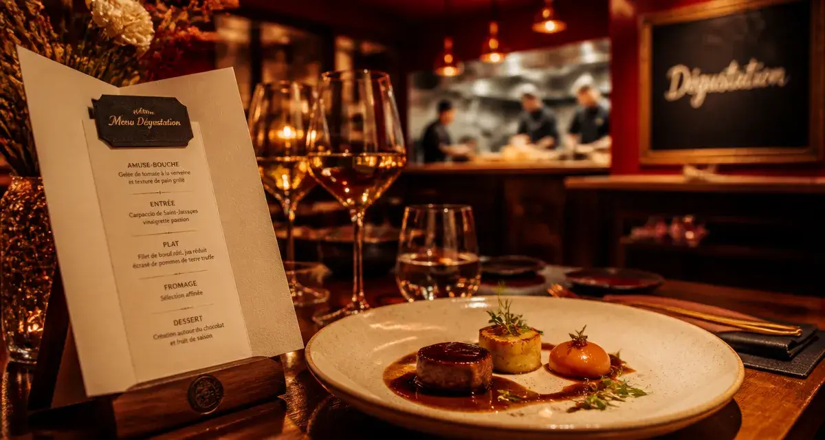 Menu dégustation sur table haut de gamme, 69€ à 100€