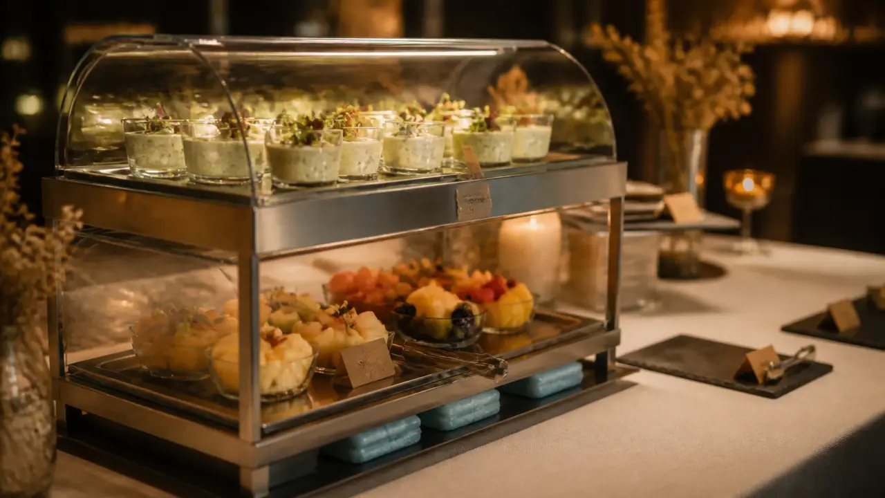 Présentoir buffet froid inox avec plaque eutectique 0 à +3°C
