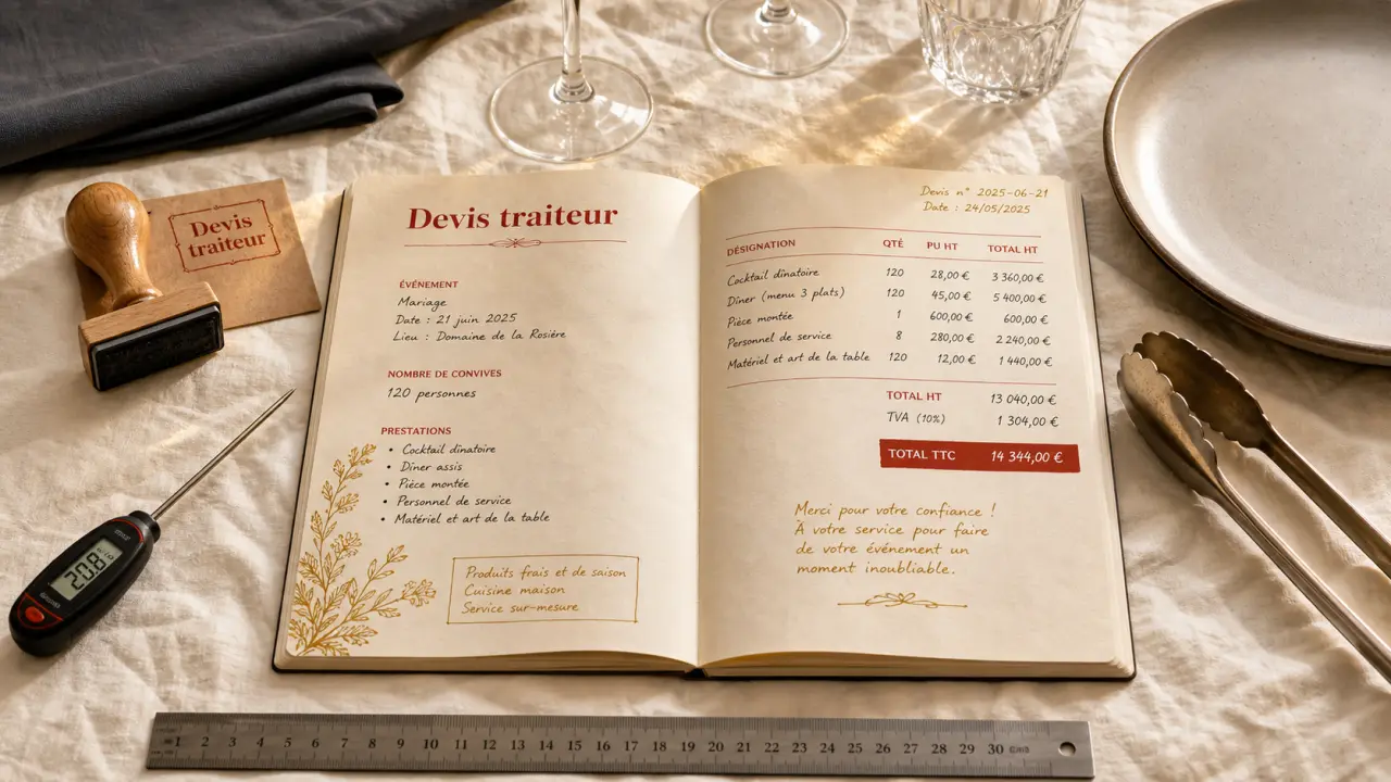 Traiteur prix mariage : devis et budget sur table