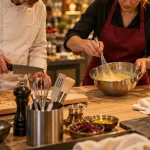 Cours de cuisine avec un chef étoilé : préparation d’une émulsion avec couteau et fouet