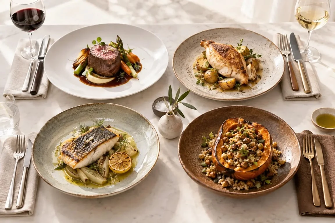 Idées de plat mariage gastronomique, champêtre, méditerranéen et végétal
