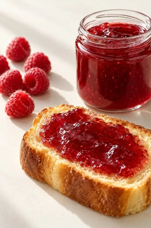 Gelée de framboise recette maison sans pépins dans un pot en verre