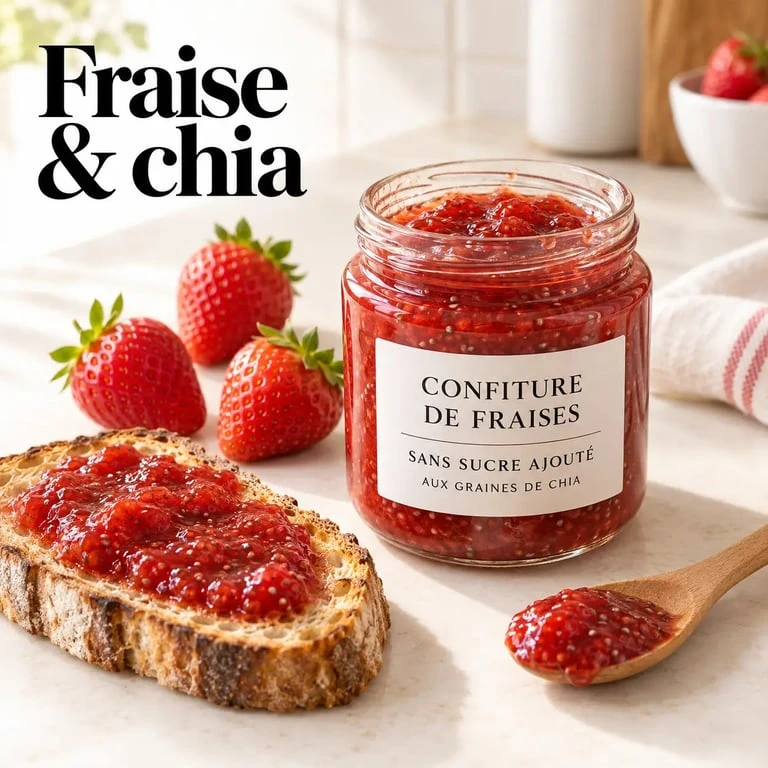 Confiture sans sucre recette maison aux fraises et aux graines de chia